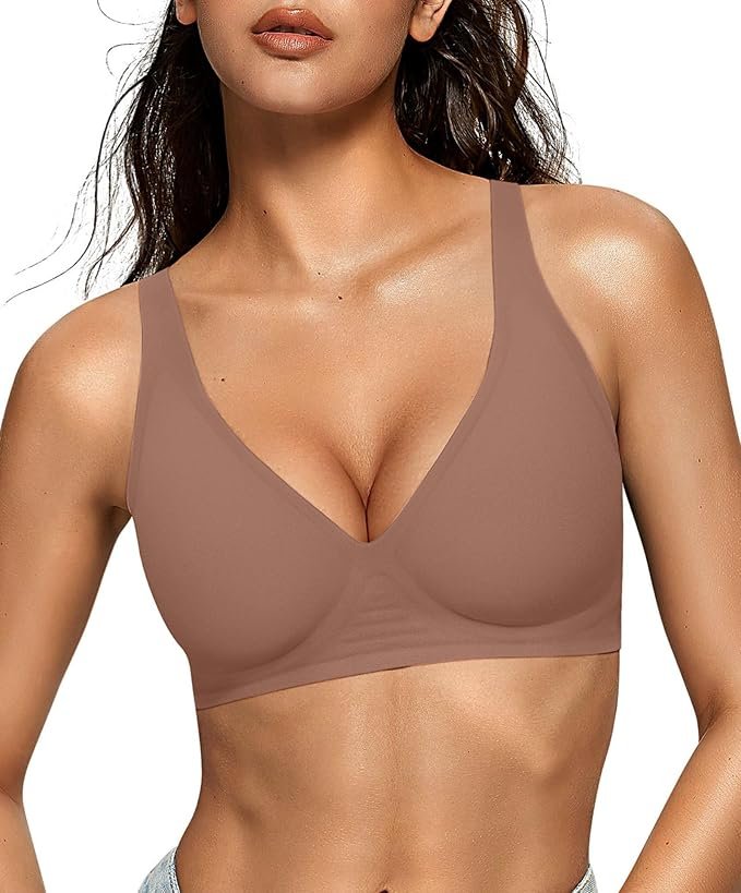 OEAK Womens Deep V Bras Wireless Comfortable Bra